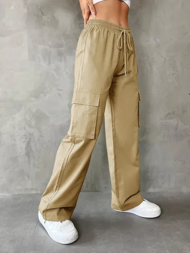 Vista 3 de SOLY HUX Women's High Waisted Cargo Pants Jogger Y2K Pants Drawstring Elastic Sweatpants with Pocket