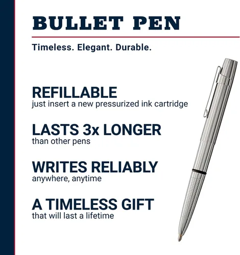 Vista 2 de Fisher Space Pen Bolígrafo tipo bala – Serie 400 – X-Mark – Tapa plana cromada con clip – Caja de regalo