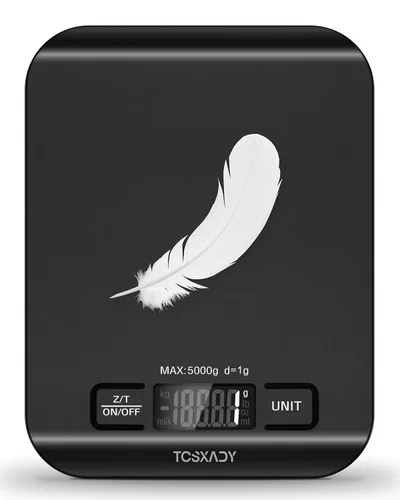 Vista 8 de Báscula de alimentos, báscula digital de cocina de 11 libras con pantalla LCD de 6 unidades y función de tara, diseño compacto para hornear, cocina