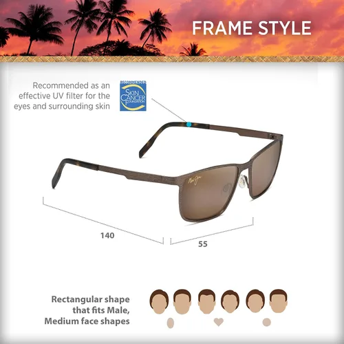 Vista 7 de Maui Jim Gafas de sol rectangulares polarizadas Cut Mountain para hombre