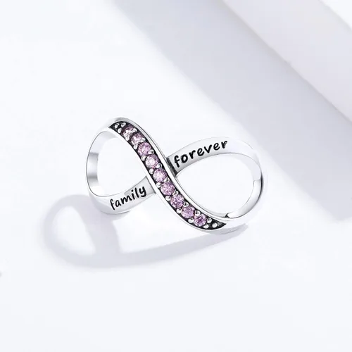 Vista 24 de Abalorios de plata de ley para pulseras, collares, familia para siempre, circonita cúbica, regalo de joyería para mujeres