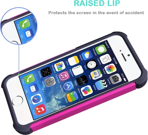 Vista 7 de Jeylly Funda para iPhone SE/Funda para iPhone 5S, Exterior de Plástico Duro que Absorbe Golpes + Interior de Silicona de Goma Defensor contra