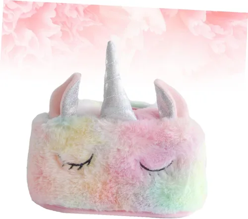 Vista 5 de MAGICLULU Caja de pañuelos de unicornio Titular de papel Dispensador de servilleta de felpa Decoración de restaurante para el hotel