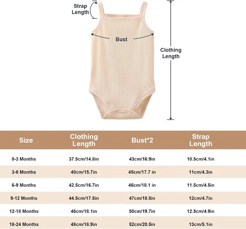 Vista 6 de OPAWO Onsies sin mangas para bebé niña, paquete de 3 mamelucos para recién nacidos, tirantes delgados, camiseta interior de verano para bebé de 0 a