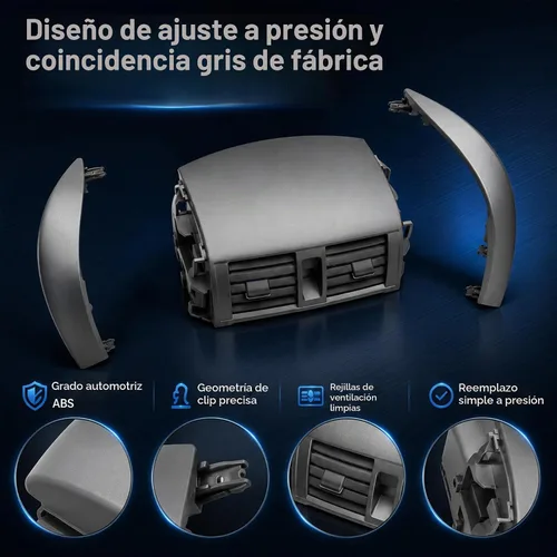 Vista 4 de GXARTS Panel de salida de aire para salpicadero central A/C y tira de adorno 55670-02160 Compatible con Toyota Corolla 2008 2009 2010 2011 2012 2013
