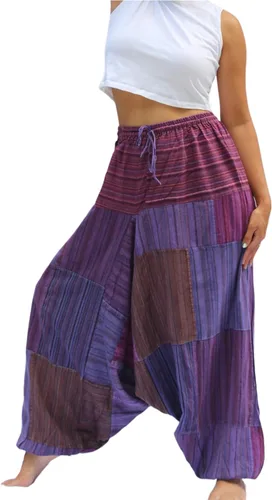 Vista 3 de PEACH PEBBLE Pantalones Harem 100% algodón, pantalones bohemios de yoga hippie