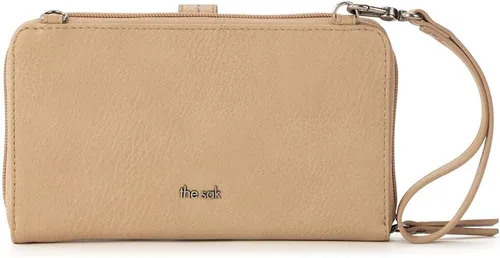 Vista 3 de The Sak Iris - Bolso cruzado grande para smartphone en ganchillo y piel sintética, diseño de bolso de muñeca convertible, diseño de rayas Mendocino