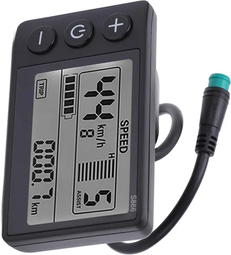 Vista 9 de Computadora de bicicleta, velocímetro de bicicleta S866, medidor de pantalla LCD, IP65, odómetro de ciclismo, 24 V, 36 V, 48 V, panel de control