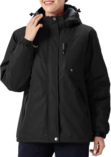 Vista 7 de Rdruko Chaqueta de esquí impermeable para mujer, resistente al viento, para snowboard, trabajo, para uso en invierno