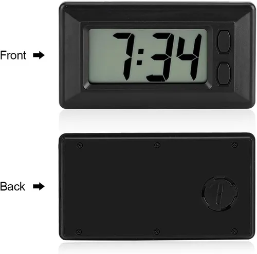 Vista 6 de GLOGLOW Reloj despertador digital ultrafino con calendario y temperatura, reloj electrónico LCD autoadhesivo para tablero de automóvil, oficina