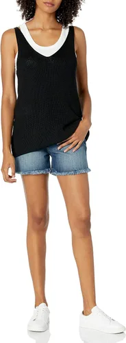 Vista 5 de The Drop Claire - Suéter acanalado con textura de doble cuello en V para mujer