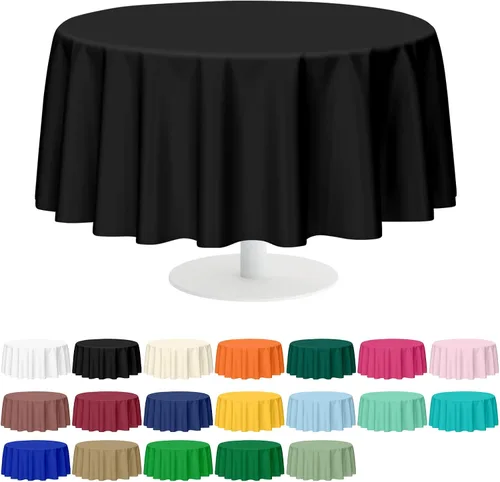 Vista 22 de Mulbozy 2 piezas de mantel de plástico negro para mesa rectangular, 54 × 108 pulgadas, fundas desechables de mesa para fiestas negras