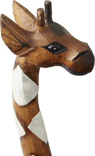 Vista 5 de Deco 79 Estatua decorativa de jirafa de madera, estatua decorativa para decoración del hogar, 11 x 6 x 47 pulgadas, color marrón