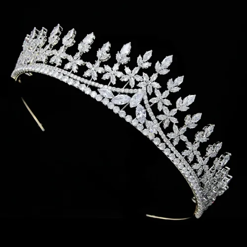 Vista 4 de Tiaras de boda para novia, circonita cúbica, princesa, corona, corona, concurso, fiesta, coronas para quinceañeras de 15 años, tocados de novia