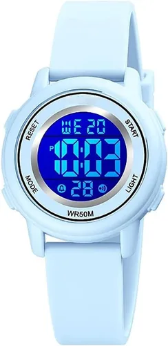 Vista 12 de Relojes digitales para mujer, pantalla LED, correa de silicona, reloj militar, multifunción, impermeable, alarma, cronómetro, retroiluminación LED
