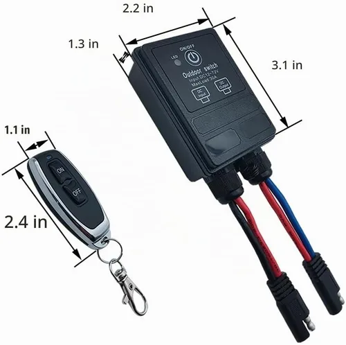 Vista 4 de Interruptor de control remoto inalámbrico de 12 voltios con conector SAE, interruptor remoto inalámbrico impermeable de largo alcance de 328 pies