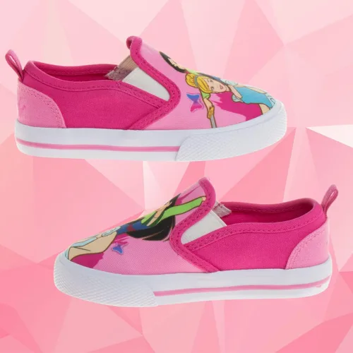 Vista 4 de Disney Minnie Mouse, Elsa Frozen, zapatos de princesa para niñas y niños pequeños, mocasín de personaje, parte superior baja, tenis casuales de lona