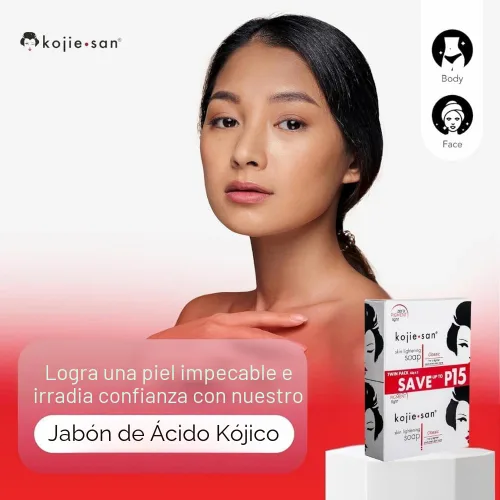 Vista 2 de Jabón aclarador de piel Kojie San - Ácido kójico original que reduce manchas oscuras, hiperpigmentación y cicatrices con jabón exfoliante incluido
