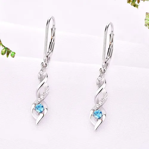 Vista 3 de JO WISDOM - Aretes colgantes de plata de ley 925 con circonita cúbica AAA