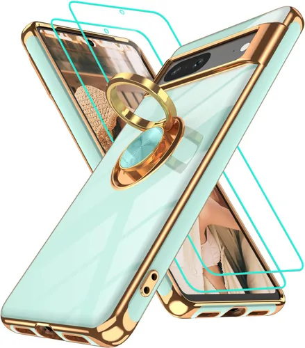 Vista 211 de Funda para Motorola Moto G 5G 2024: Funda Moto G Play 5G 2024 con 2 piezas de protectores de pantalla, soporte de anillo de rotación de 360°