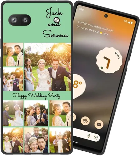 Vista 2 de Funda de teléfono personalizada para Google Pixel 6A, collages de múltiples imágenes, funda personalizada con texto fotográfico, funda protectora a