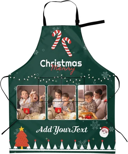 Vista 25 de Delantales personalizados con dos bolsillos para mujeres y hombres, delantales personalizados impresos con texto fotográfico para cocinero de cocina