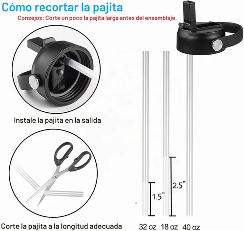 Vista 5 de FLORAPELL Tapa de popote para botellas de agua de boca ancha Hydro Flask, tapas superiores con popote compatible con Hydro Flask de 32 y 40 onzas