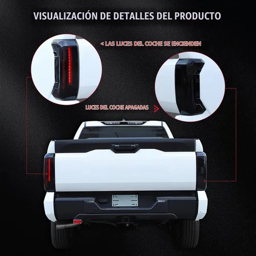 Vista 4 de Cubierta de Luz Trasera Carcasa de Lámpara Trasera Protector de Pantalla Marco de Moldura Compatible con Toyota Tundra 2022 2023 2024 2025, ABS