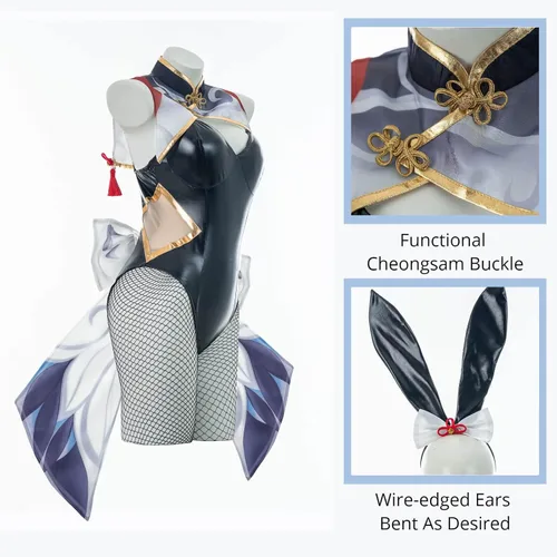 Vista 3 de Nuoqi Disfraz de conejo de Dva para cosplay, disfraz de Hana Song Dva Bunny Girl