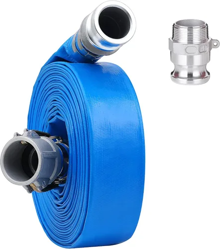 Vista 11 de Manguera de descarga plana de PVC de 1 pulgada x 50 pies con accesorios de aluminio Camlock C y E, montaje de bloqueo de leva, conjunto de manguera