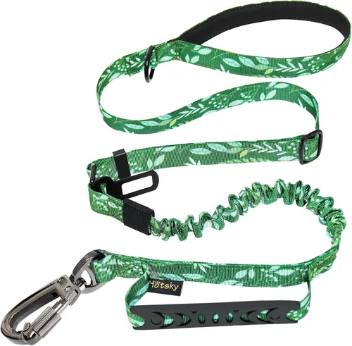 Vista 20 de Hotsky Correa táctica para perro resistente para perros medianos y grandes que tiran, 4-6 pies, resistente correa elástica para perro que absorbe