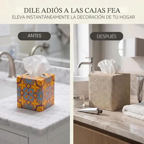 Vista 6 de Elegante cubierta de caja de pañuelos - Soporte de arpillera para cajas