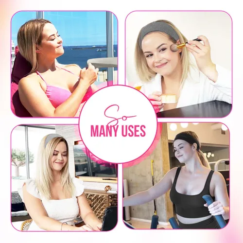 Vista 4 de Styla Hair Diademas elásticas para mujer, paquete de 10 diademas antideslizantes para la cabeza, ideales para spa, deportes, yoga, pilates, correr