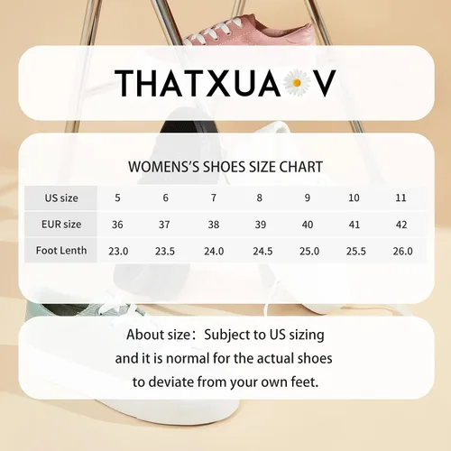 Vista 6 de THATXUAOV Zapatillas de deporte de plataforma para mujer, zapatos de tenis blancos casuales de moda