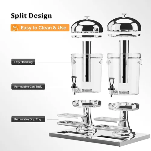 Vista 6 de ROVSUN Dispensador de bebidas de 4.4 galones/16.6L para fiestas, dispensador de bebidas con soporte, dispensador de bebidas de acero inoxidable