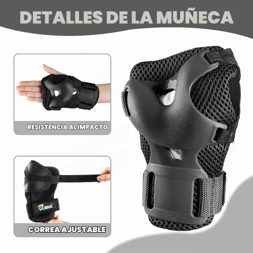 Vista 3 de JBM Rodilleras, coderas y muñequeras, equipo de protección para patinaje, ciclismo, patinaje sobre ruedas, patinaje en línea, scooter, equitación