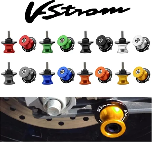 Vista 2 de Motorcycle Rear Swing Arm Protector Stand Screws Slider Paddock 8MM CNC Swingarm Sliders Spools for Suzuki V-Strom 650 All Year Anti-Fall Frame Black