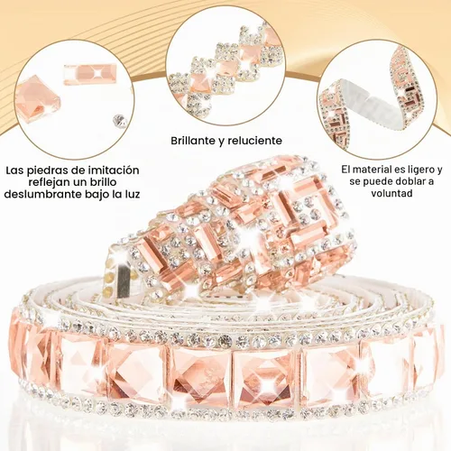 Vista 3 de Juexica Cintas autoadhesivas de diamantes de imitación de 4 yardas, 4 estilos de rollo de diamantes de imitación, cinta brillante con purpurina