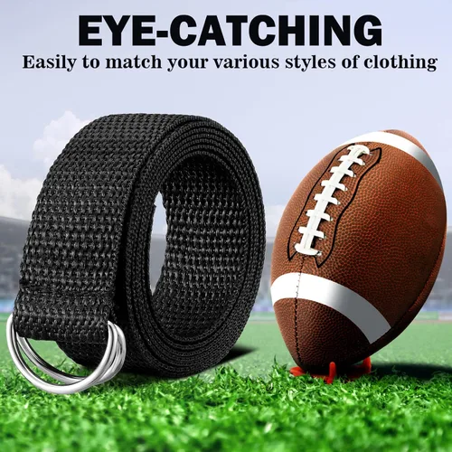 Vista 6 de Seematn Web - Cinturón de fútbol de 52 pulgadas, cinturón de fútbol con anillo en D para hombres, mujeres, jóvenes, niños y niñas