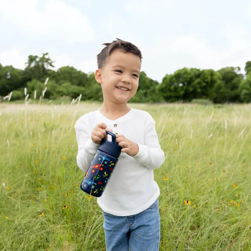 Vista 8 de Simple Modern Botella de agua para niños con tapa con pajilla, vaso aislado de acero inoxidable de 14 onzas para niños y a prueba de derrames