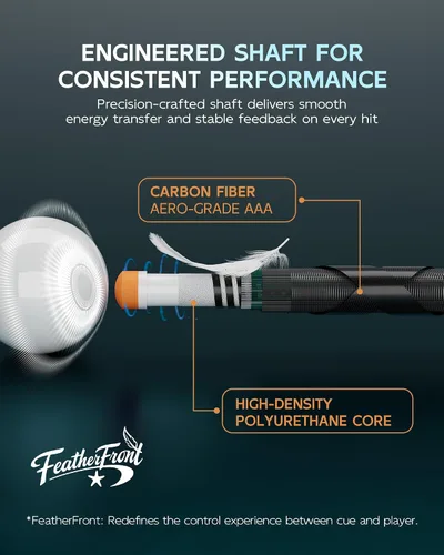 Vista 4 de CRICAL CXD Series Carbon Fiber Pool Cue, Low Deflection 12.5mm tip, Pro Taper shaft, precise control, easy stroke feel for adults
