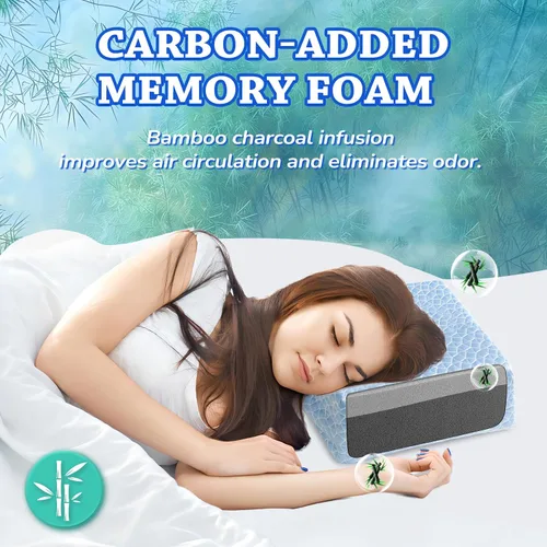 Vista 5 de HARBOREST Almohada Cubo Refrescante - Almohada para Dormir de Lado para Dolor de Cuello y Hombro, Almohada de Espuma Viscoelástica Cubo Pro con Azul