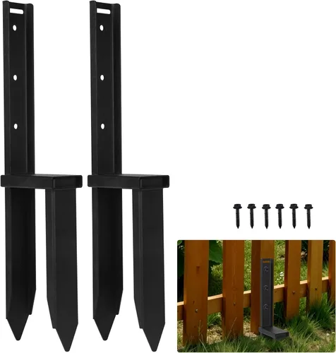 Vista 7 de Kit de reparación de postes de valla de alta resistencia, fijador de anclaje de suelo, estaca de soporte para poste de valla dañada para reparar