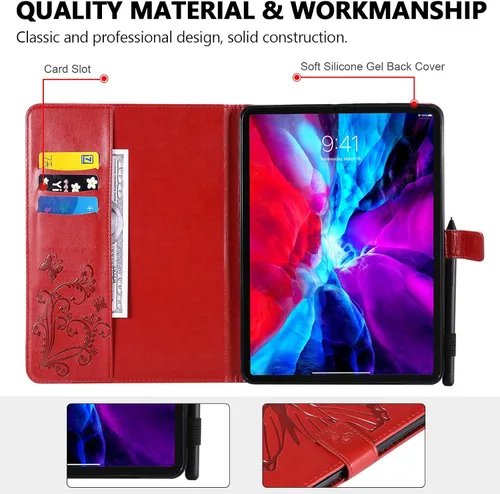 Vista 3 de Funda tipo folio para iPad Pro de 11 pulgadas 2018-2022, iPad Air de 11 pulgadas y 10.9 pulgadas, Techcircle Butterfly en relieve, funda inteligente