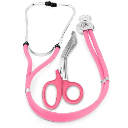 Vista 17 de ASA TECHMED Sprague - Estetoscopio de doble tubo para adultos y pediátricos + tijeras EMT a juego, ideal para EMT, enfermera, médico, estudiante