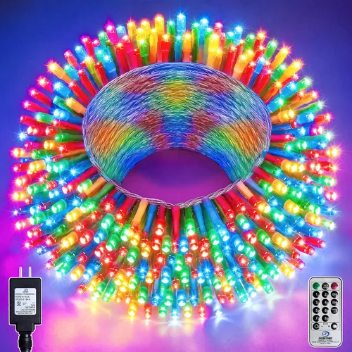 Vista 10 de Luces de Árbol de Navidad LED de 66 pies con 200 LED, Luces Navideñas Exteriores Blanco Frío Brillante para Casa, Luces de Hadas con 8 Modos