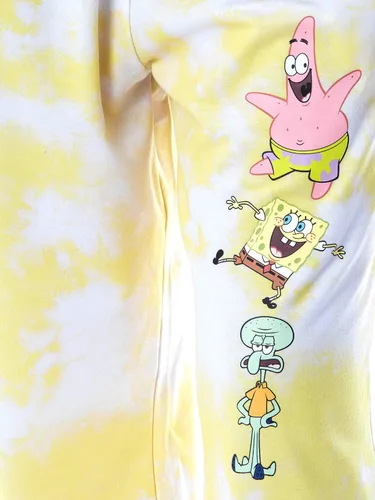 Vista 3 de INTIMO Spongebob Squarepants Tie Dye - Conjunto de pijama con capucha para mujer, Amarillo