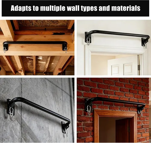 Vista 7 de Wall Mounted Doorway Pull Up Bar, Carbon Steel Chin Up Bar and Pull Up Bar with Reinforced Steel Plate Support for Joists and Wall Studs, Strength