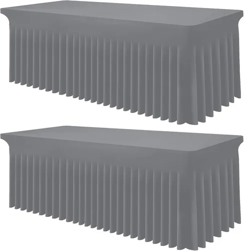 Vista 59 de Smiry Mantel de Spandex, Mantel Elástico Ajustable Extensible para Mesas Rectangulares de 6 Pies, Falda Cubierta de Mesa Impermeable y Lavable