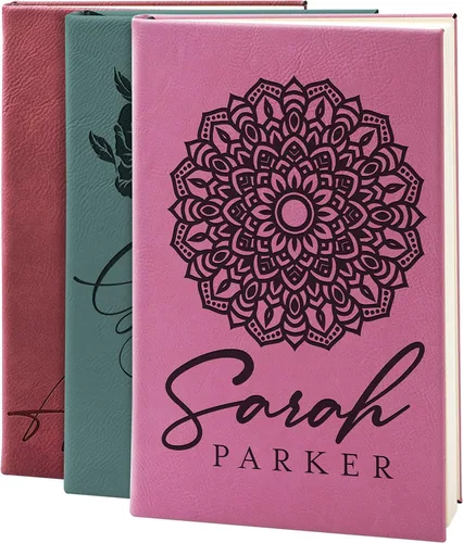 Vista 14 de Personal Leather Journal Notebooks 12 Design, 9 Color - Black Journal for Women, Men - Custom Notebook to Write in - Diary for Girls, Women